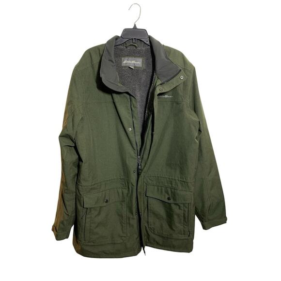 Eddie Bauer Men's Chore Jacket Olive Green Sz XLT Barn Coat Worker Utility - Picture 1 of 12